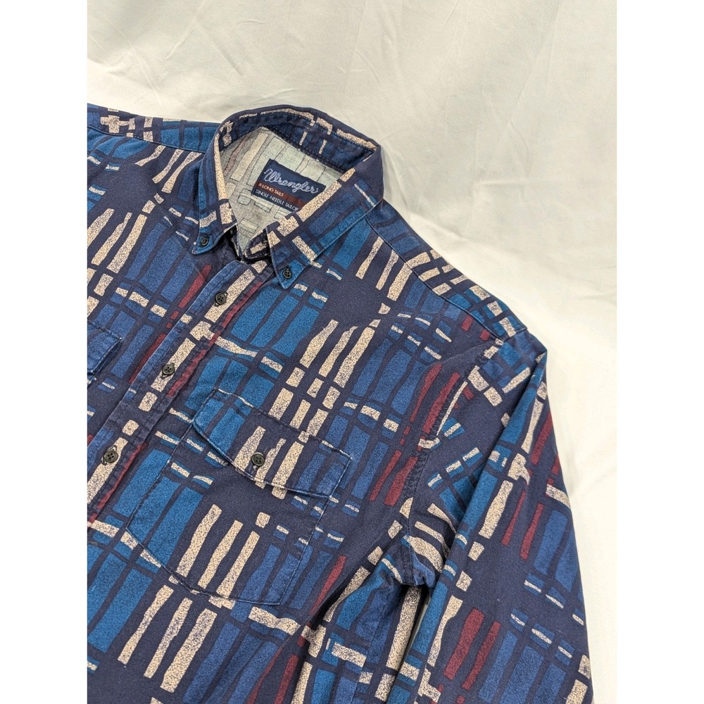 Vintage Wrangler Men's 17x35 XL Brushpopper Western Striped Shirt X-long Tails